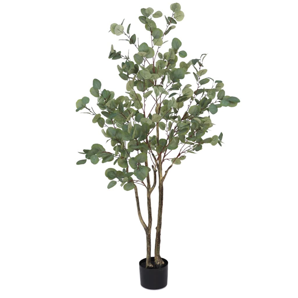 Artificial Eucalyptus Tree, 4.9ft Fake Plants with Plastic Pot Indoors ...